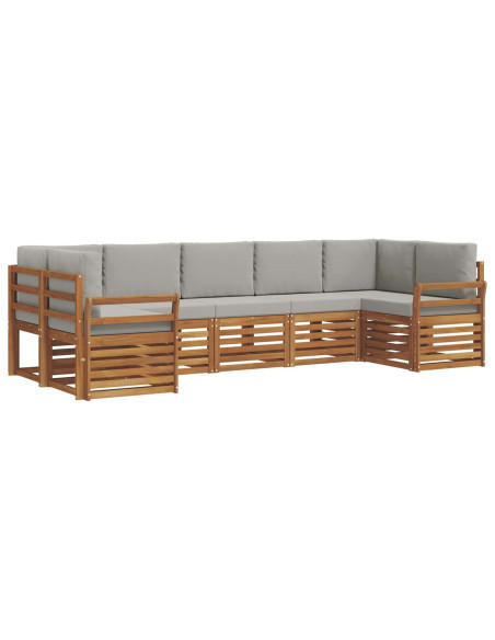 Set divani con cuscino 7 pcs Grigio Naturale e Chiaro