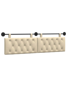 Testata appesa Montaggio a parete Crema 170 x 55 x 7 cm Tessuto 2