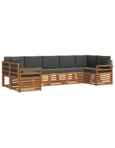Set divani 7 pcs Naturale e Antracite Legno di Acacia Massello 2