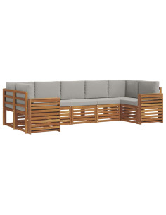 Set divani con cuscino 7 pcs Grigio Naturale e Chiaro 2