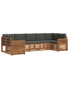 Set divani 7 pcs Naturale e Antracite Legno di Acacia Massello 2