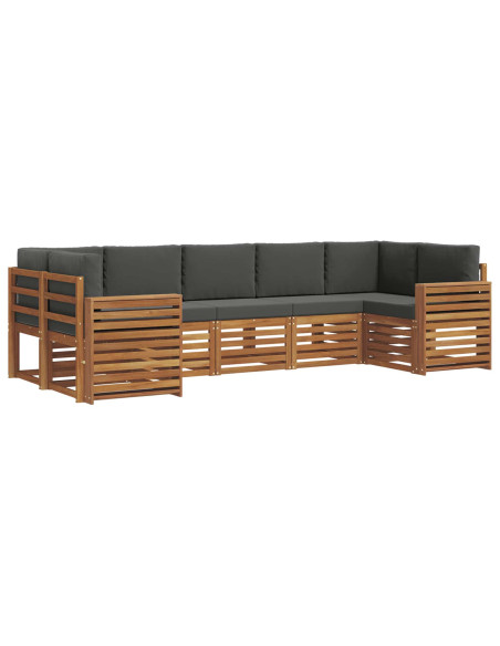 Set divani 7 pcs Naturale e Antracite Legno di Acacia Massello