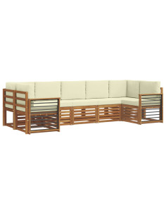 Set divani 7 pcs Naturale e Crema Legno di Acacia Massello 2