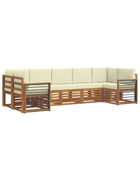 Set divani 7 pcs Naturale e Crema Legno di Acacia Massello