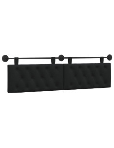 Testata appesa Montaggio a parete Nero 190 x 55 x 7 cm Tessuto 2