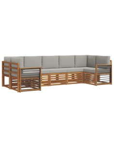 Set divani con cuscino 7 pcs Grigio Naturale e Chiaro 2