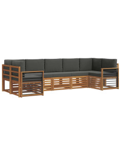 Set divani 7 pcs Naturale e Antracite Legno di Acacia Massello 2