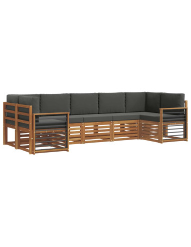 Set divani 7 pcs Naturale e Antracite Legno di Acacia Massello
