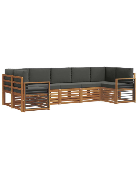 Set divani 7 pcs Naturale e Antracite Legno di Acacia Massello