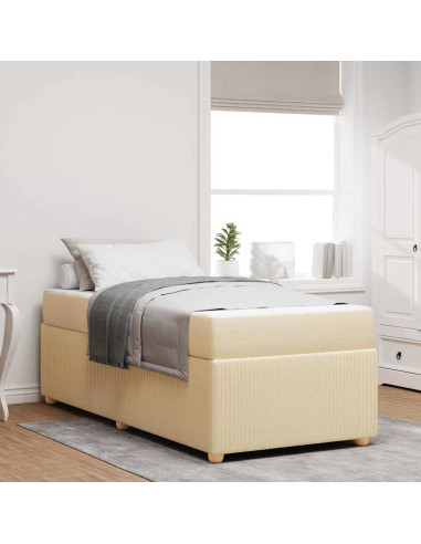 Struttura del letto con materasso Crema 90 x 200 cm Tessuto