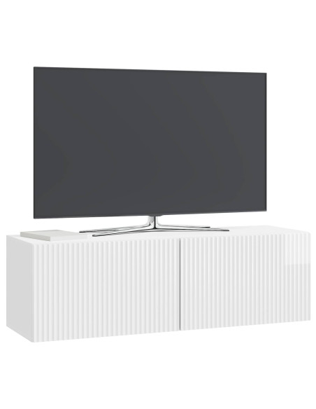 Mobile Porta TV da Muro Bianco Lucido 98 x 31 x 30 cm