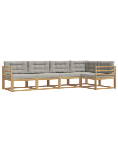 Set di divani da esterno 4 pcs Bianco e Grigio Chiaro 2