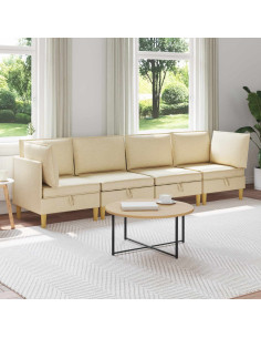 Set di mobili per il soggiorno con cuscino 4 pcs Crema Tessuto