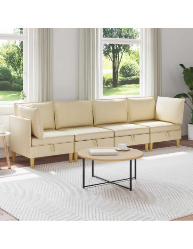 Set di mobili per il soggiorno con cuscino 4 pcs Crema Tessuto