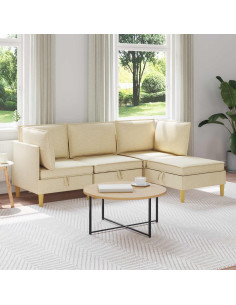 Set di mobili per il soggiorno con cuscino 4 pcs Crema Tessuto
