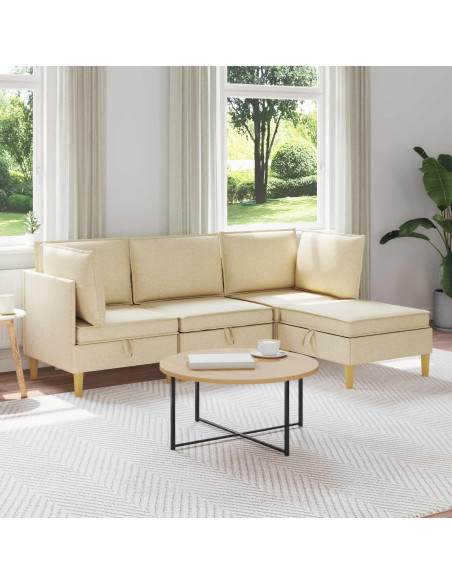 Set di mobili per il soggiorno con cuscino 4 pcs Crema Tessuto