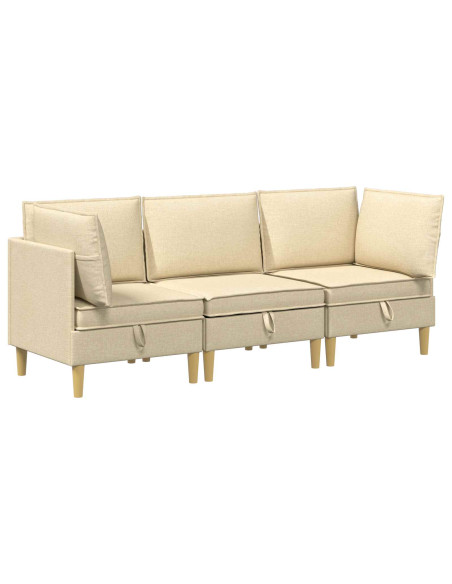 Set di mobili per il soggiorno con cuscino 3 pcs Crema Tessuto