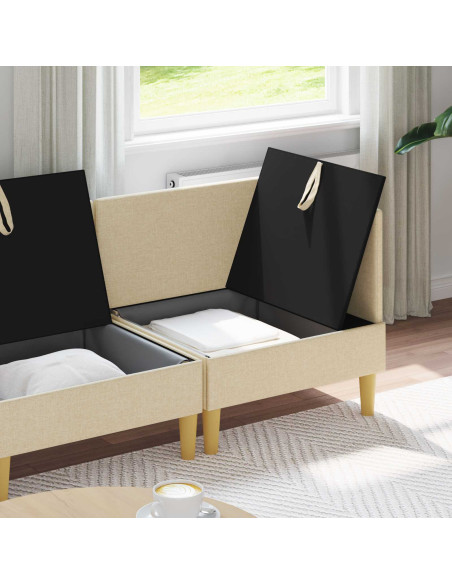 Set di mobili per il soggiorno con cuscino 3 pcs Crema Tessuto