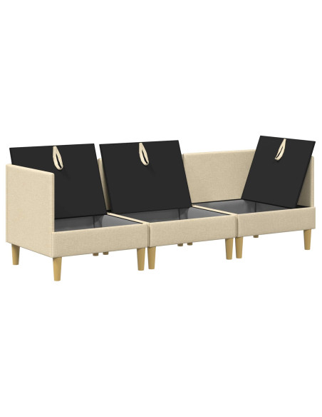 Set di mobili per il soggiorno con cuscino 3 pcs Crema Tessuto