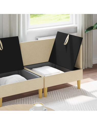 Set di mobili per il soggiorno con cuscino 4 pcs Crema Tessuto