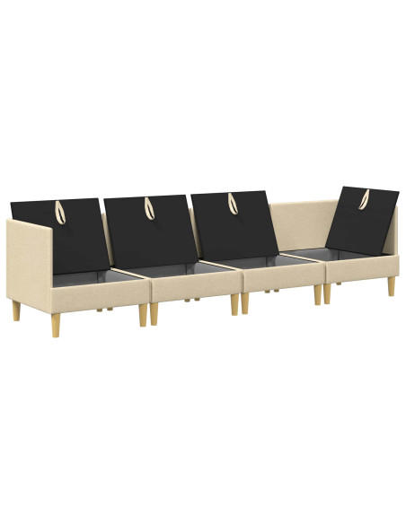 Set di mobili per il soggiorno con cuscino 4 pcs Crema Tessuto