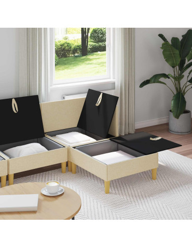 Set di mobili per il soggiorno con cuscino 4 pcs Crema Tessuto