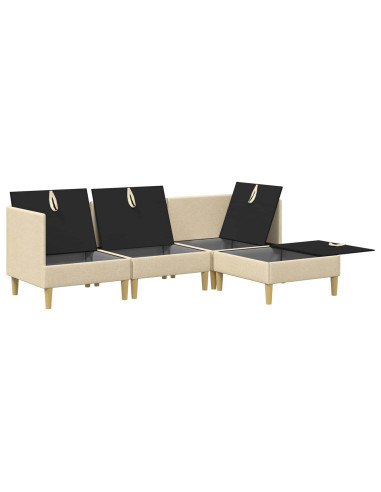 Set di mobili per il soggiorno con cuscino 4 pcs Crema Tessuto