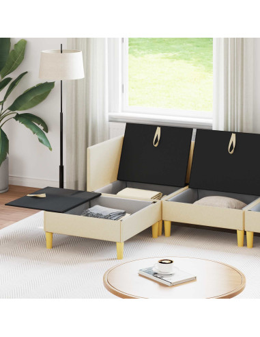 Set di mobili per il soggiorno con cuscino 5 pcs Crema Tessuto