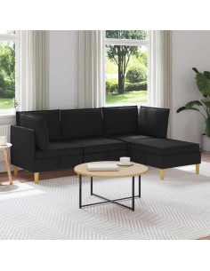 Set di mobili per il soggiorno con cuscino 4 pcs Nero Tessuto
