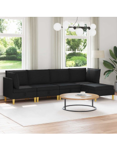 Set di mobili per il soggiorno con cuscino 5 pcs Nero Tessuto