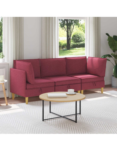 Set di mobili per il soggiorno 3 pcs Rosso Vino Tessuto