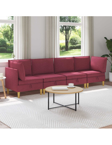 Set di mobili per il soggiorno 4 pcs Rosso Vino Tessuto