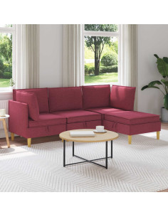 Set di mobili per il soggiorno 4 pcs Rosso Vino Tessuto