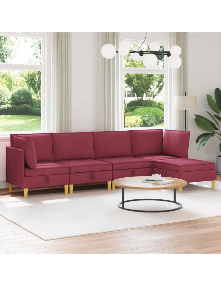 Set di mobili per il soggiorno 5 pcs Rosso Vino Tessuto