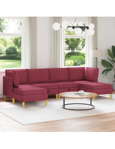 Set di mobili per il soggiorno 6 pcs Rosso Vino Tessuto
