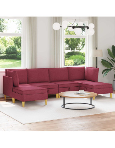 Set di mobili per il soggiorno 6 pcs Rosso Vino Tessuto