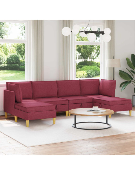 Set di mobili per il soggiorno 6 pcs Rosso Vino Tessuto