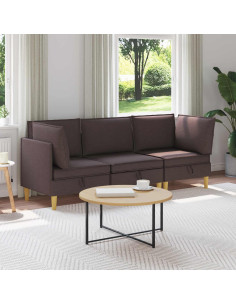 Set di mobili per il soggiorno 3 pcs Marrone Scuro Tessuto