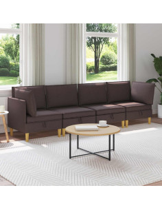 Set di mobili per il soggiorno 4 pcs Marrone Scuro Tessuto