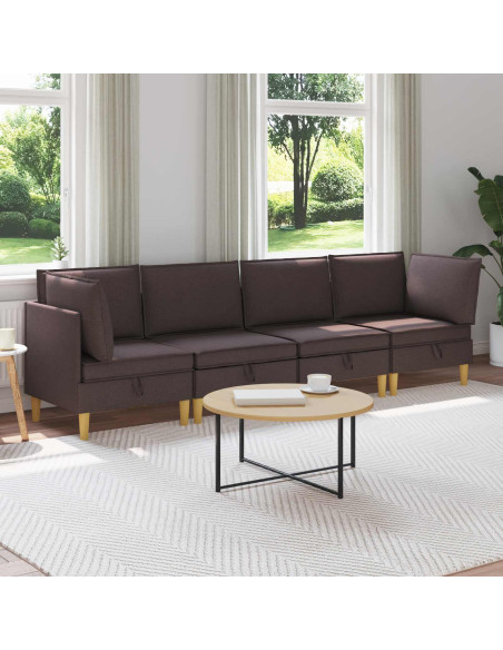 Set di mobili per il soggiorno 4 pcs Marrone Scuro Tessuto