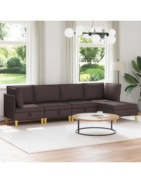 Set di mobili per il soggiorno 5 pcs Marrone Scuro Tessuto