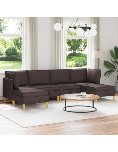 Set di mobili per il soggiorno 6 pcs Marrone Scuro Tessuto