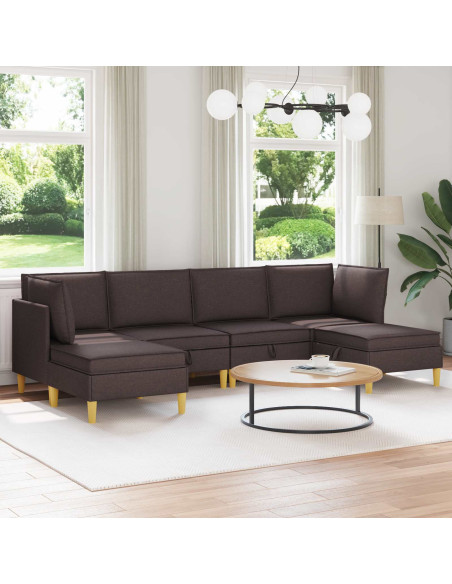 Set di mobili per il soggiorno 6 pcs Marrone Scuro Tessuto