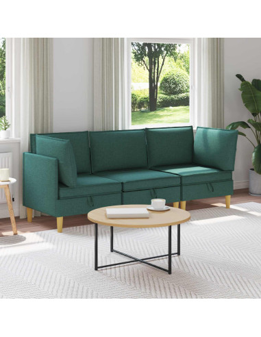 Set di mobili per il soggiorno 3 pcs Verde Scuro Tessuto