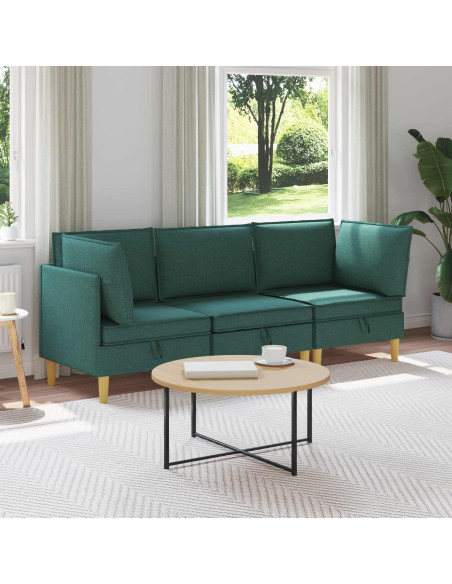 Set di mobili per il soggiorno 3 pcs Verde Scuro Tessuto
