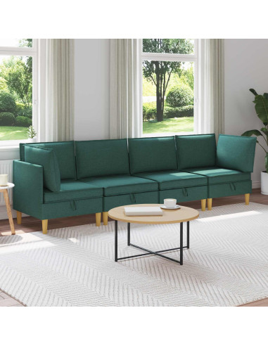 Set di mobili per il soggiorno 4 pcs Verde Scuro Tessuto