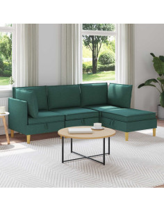 Set di mobili per il soggiorno 4 pcs Verde Scuro Tessuto