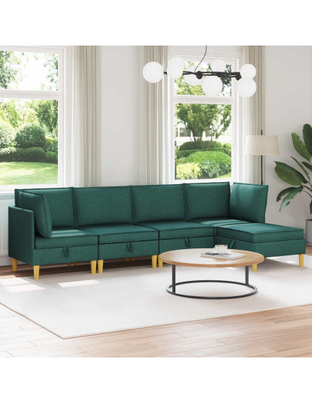 Set di mobili per il soggiorno 5 pcs Verde Scuro Tessuto