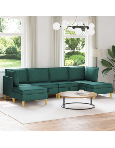 Set di mobili per il soggiorno 6 pcs Verde Scuro Tessuto