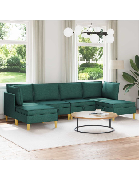 Set di mobili per il soggiorno 6 pcs Verde Scuro Tessuto